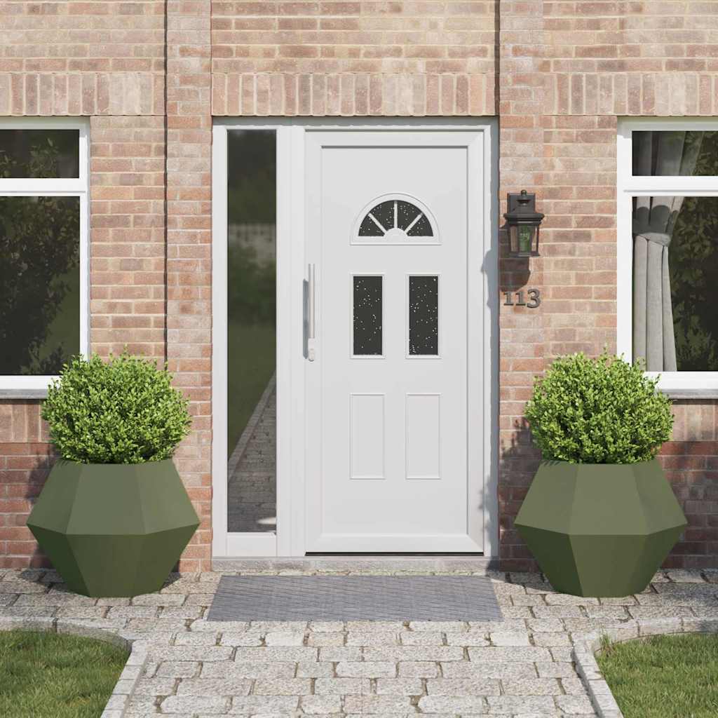 vidaXL Planter 2 pcs Olive Green 75 x 75 x 60 cm Steel