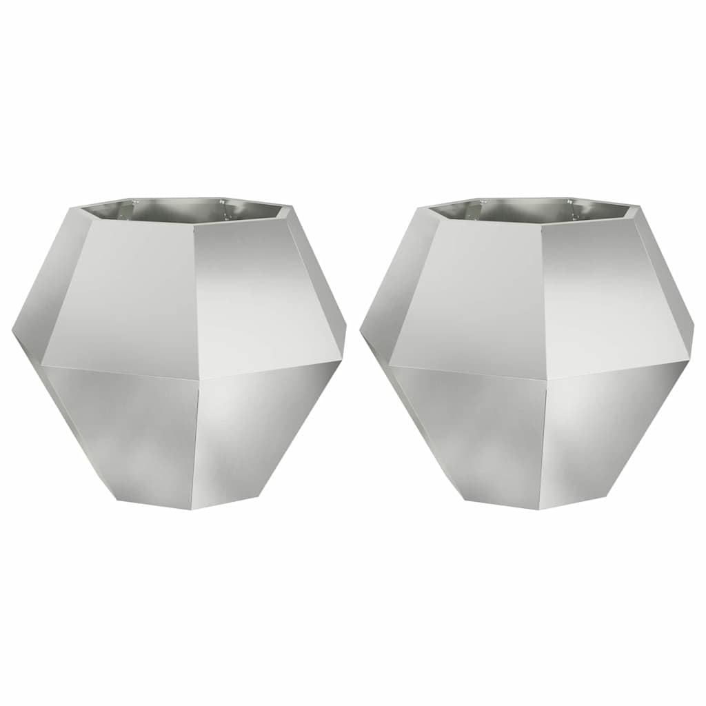 vidaXL Planter 2 pcs Silver 75 x 75 x 60 cm Galvanised Steel