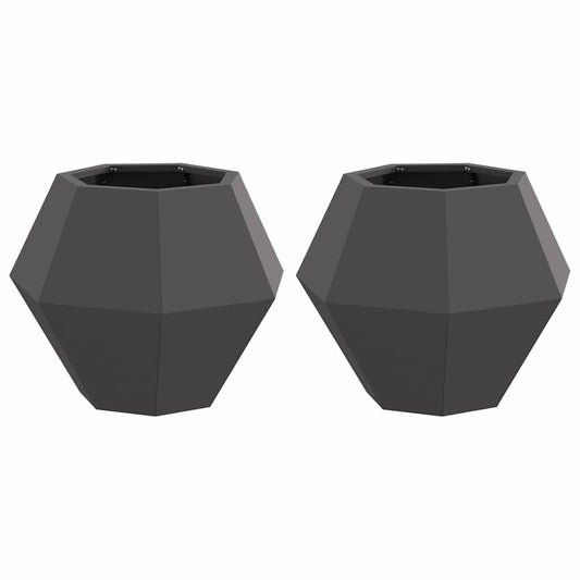 vidaXL Planter 2 pcs Black 50 x 50 x 40 cm Steel