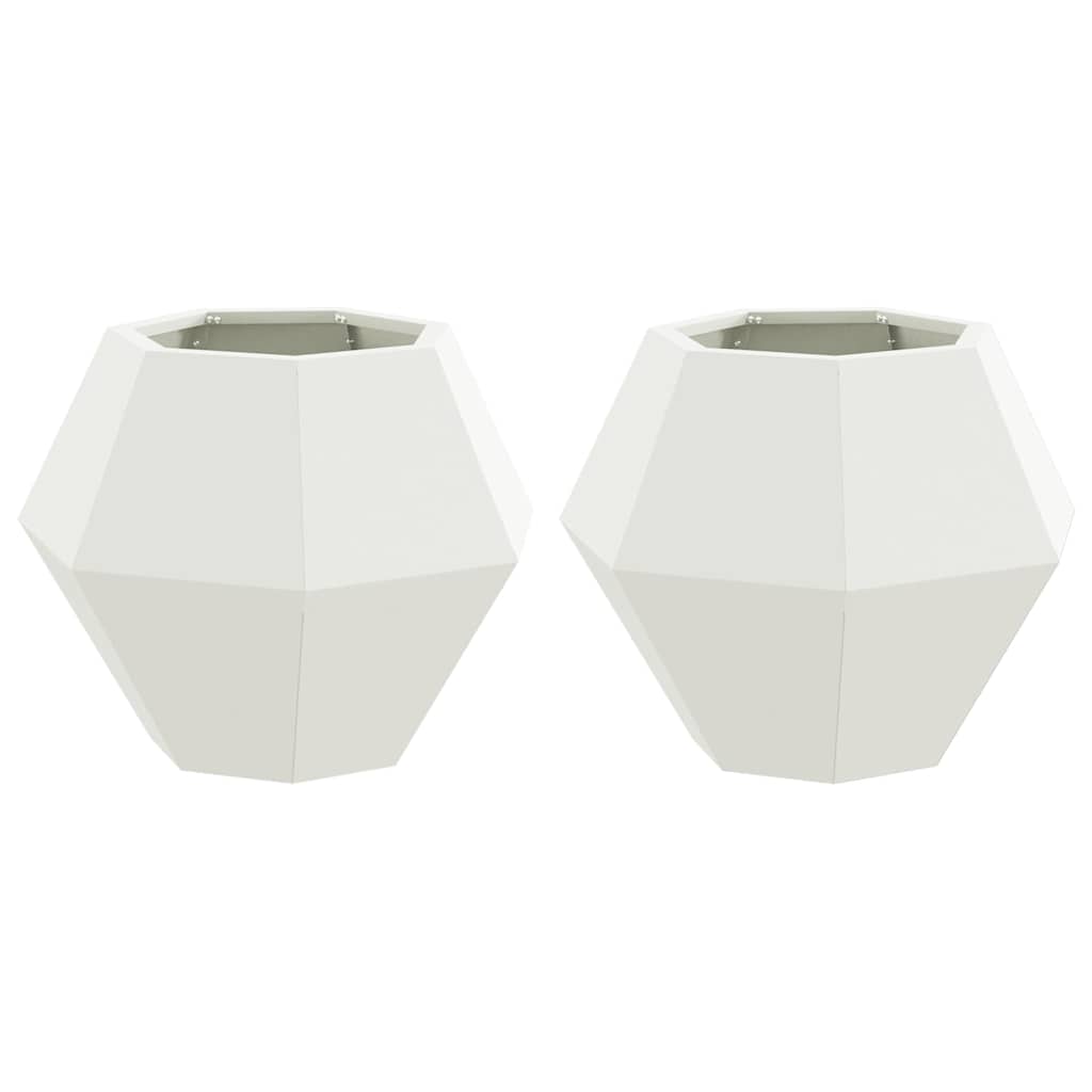vidaXL Planter 2 pcs White 50 x 50 x 40 cm Steel