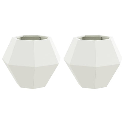 vidaXL Planter 2 pcs White 50 x 50 x 40 cm Steel