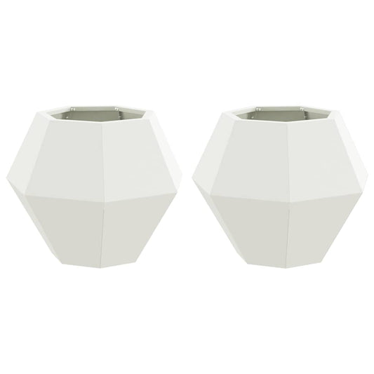 vidaXL Planter 2 pcs White 50 x 50 x 40 cm Steel