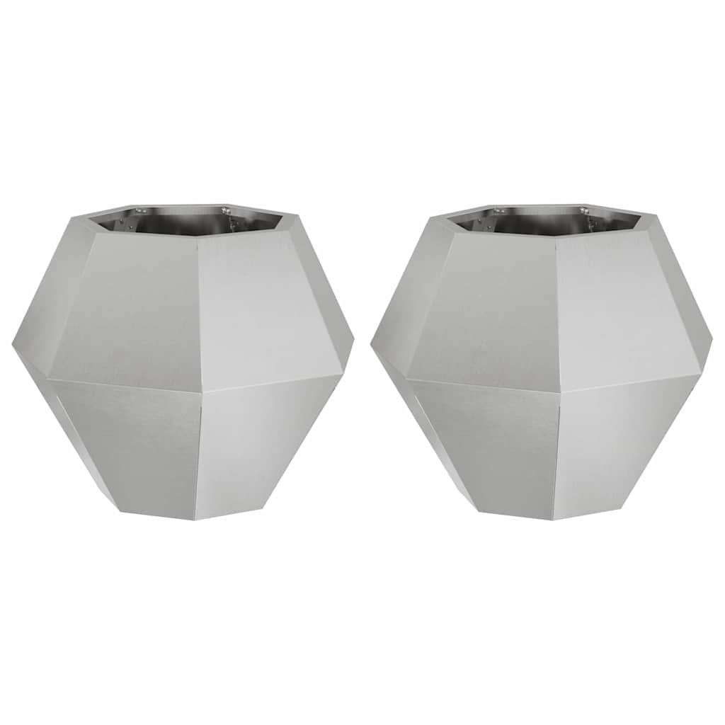 vidaXL Planter 2 pcs Silver 50 x 50 x 40 cm Stainless Steel