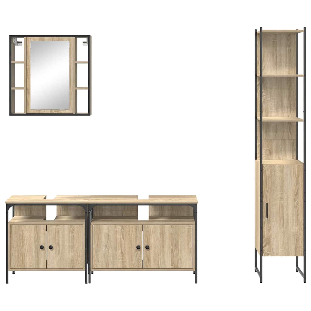 vidaXL Bathroom Furniture Set 4 pcs Sonoma Oak Engineered Wood