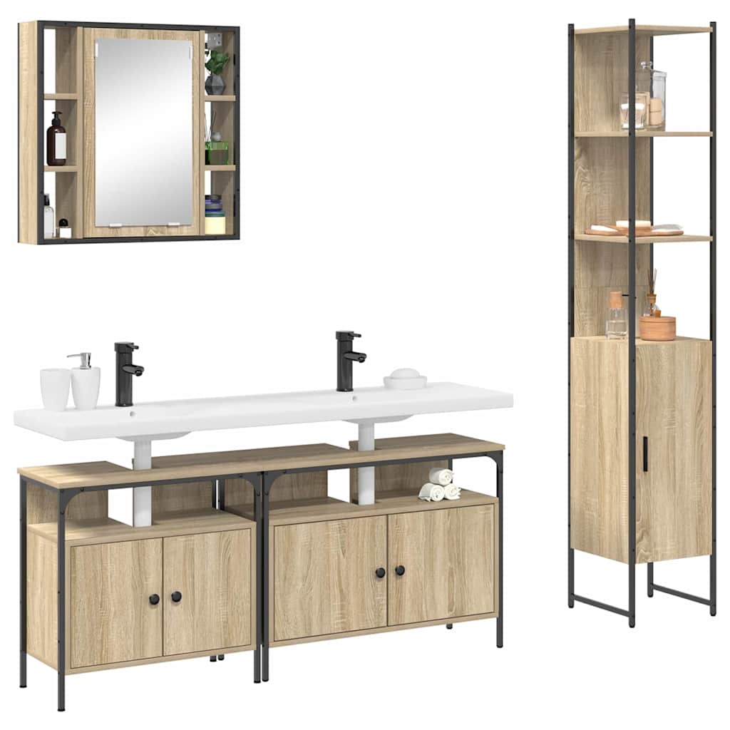 vidaXL Bathroom Furniture Set 4 pcs Sonoma Oak Engineered Wood