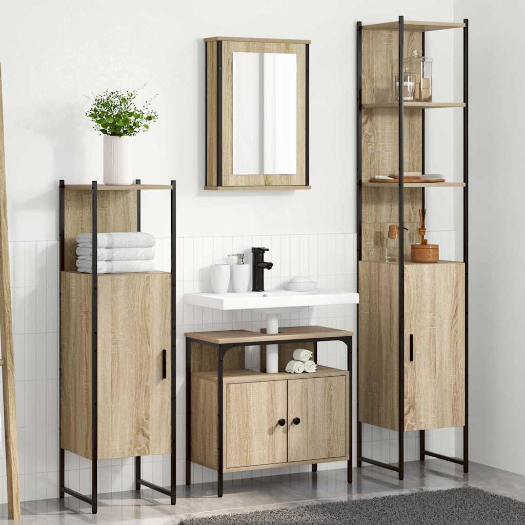 vidaXL Bathroom Furniture Set 4 pcs Sonoma Oak Engineered Wood