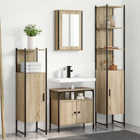 vidaXL Bathroom Furniture Set 4 pcs Sonoma Oak Engineered Wood