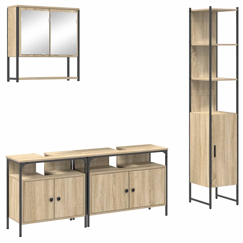 vidaXL Bathroom Furniture Set 4 pcs Sonoma Oak Engineered Wood