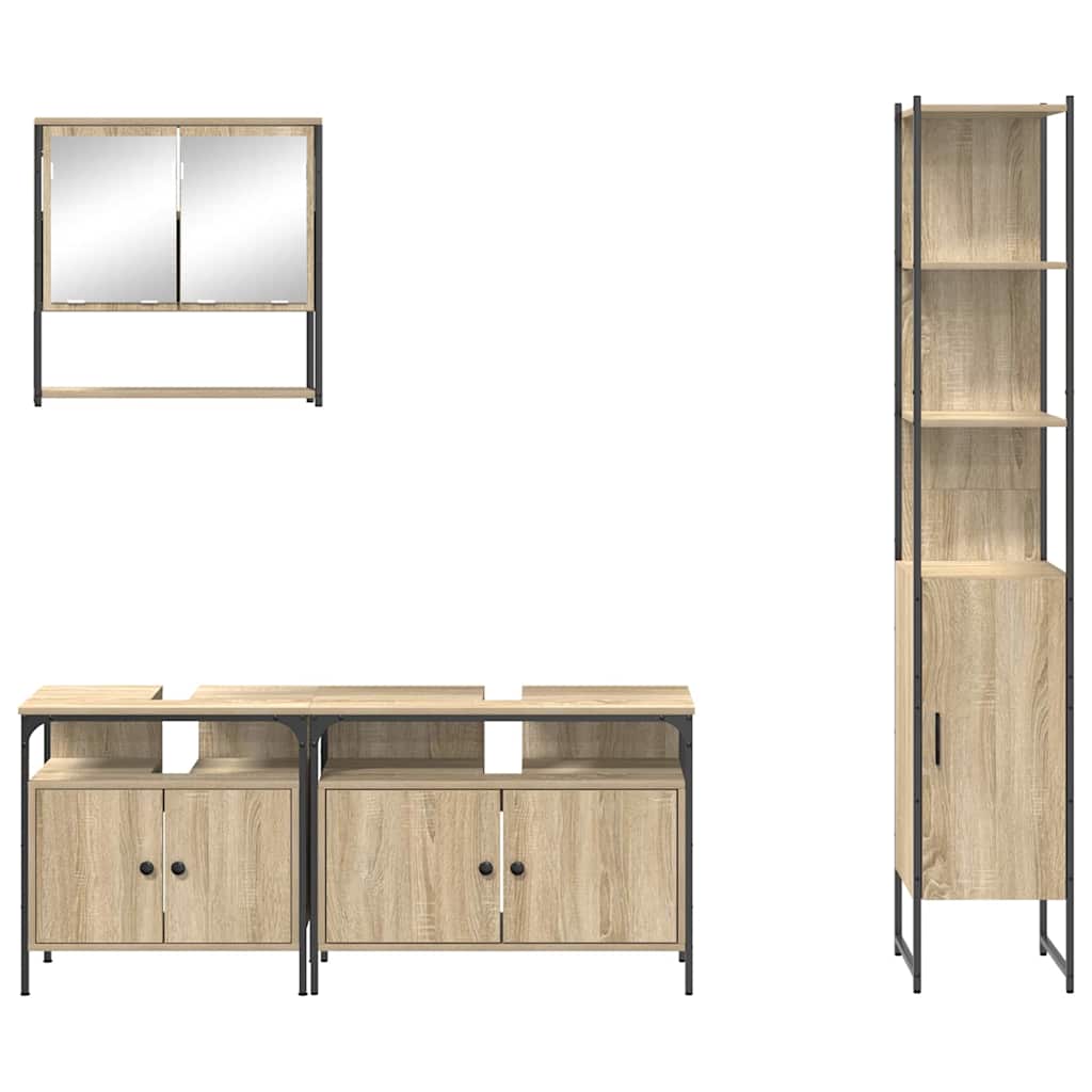 vidaXL Bathroom Furniture Set 4 pcs Sonoma Oak Engineered Wood