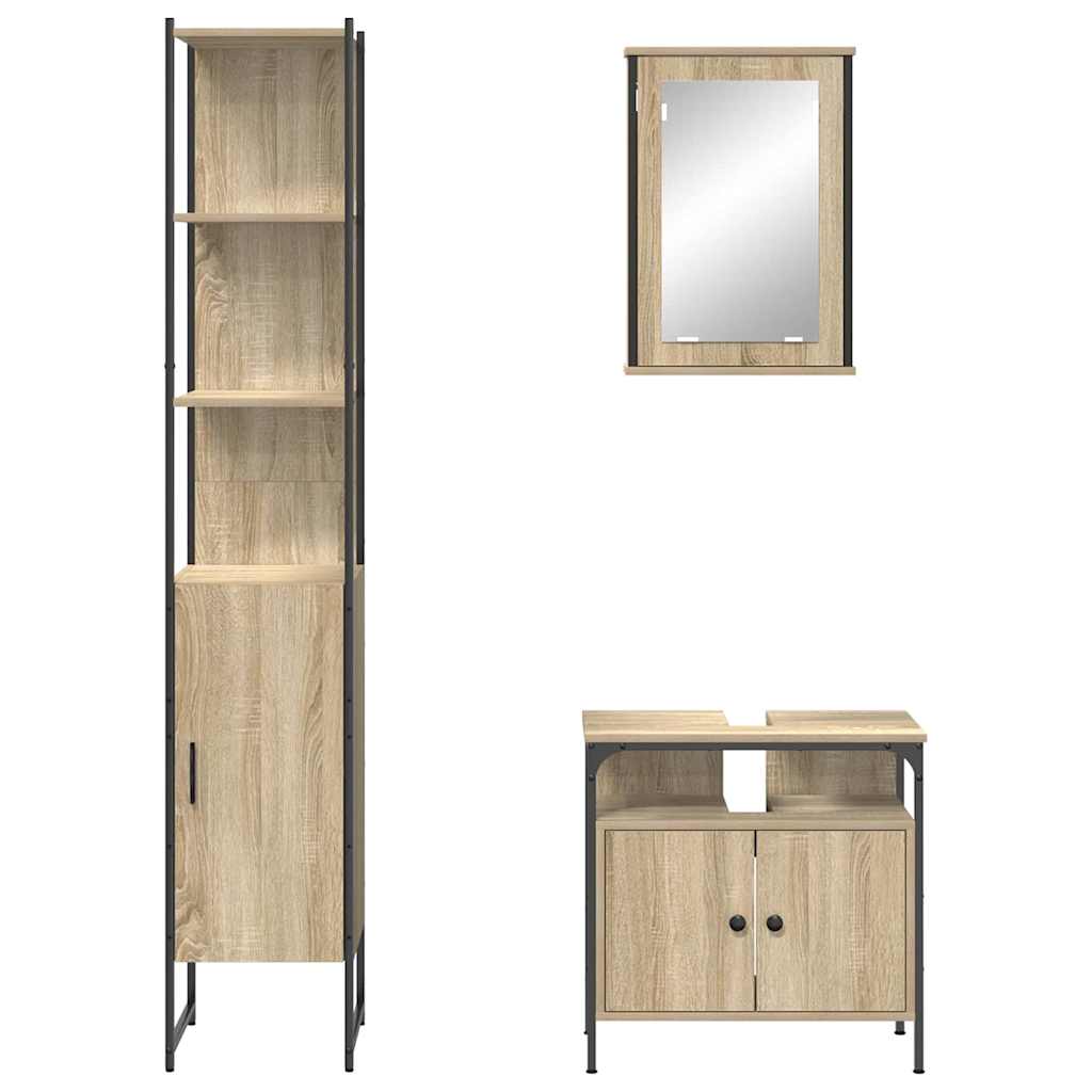 vidaXL Bathroom Furniture Set 3 pcs Sonoma Oak Engineered Wood