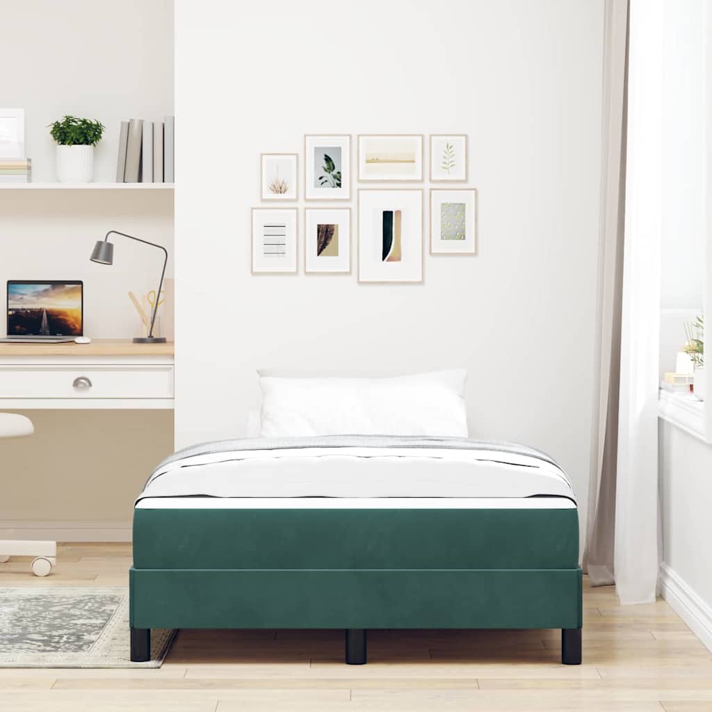 vidaXL Box Spring Bed with Mattress Dark Green 120 x 220 cm Fabric