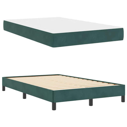 vidaXL Box Spring Bed with Mattress Dark Green 120 x 220 cm Fabric