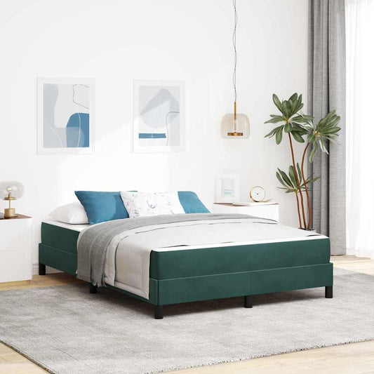 vidaXL Box Spring Bed with Mattress Dark Green 160 x 220 cm Fabric
