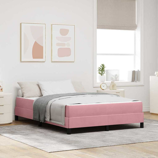 vidaXL Box Spring Bed with Mattress Pink 160 x 220 cm Fabric