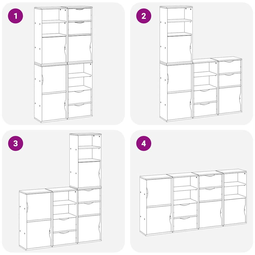 vidaXL Side Cabinets 4 pcs "ODDA" 40x24x79 cm Solid Wood Pine