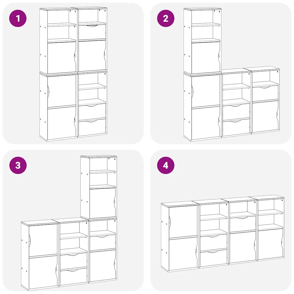 vidaXL Side Cabinets 4 pcs "ODDA" White 40x24x79 cm Solid Wood Pine
