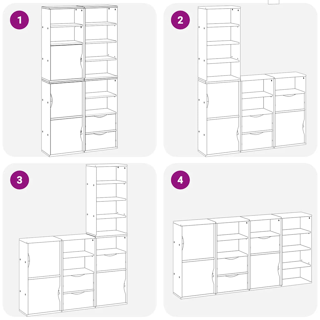 vidaXL Side Cabinets 4 pcs "ODDA" 40x24x79 cm Solid Wood Pine