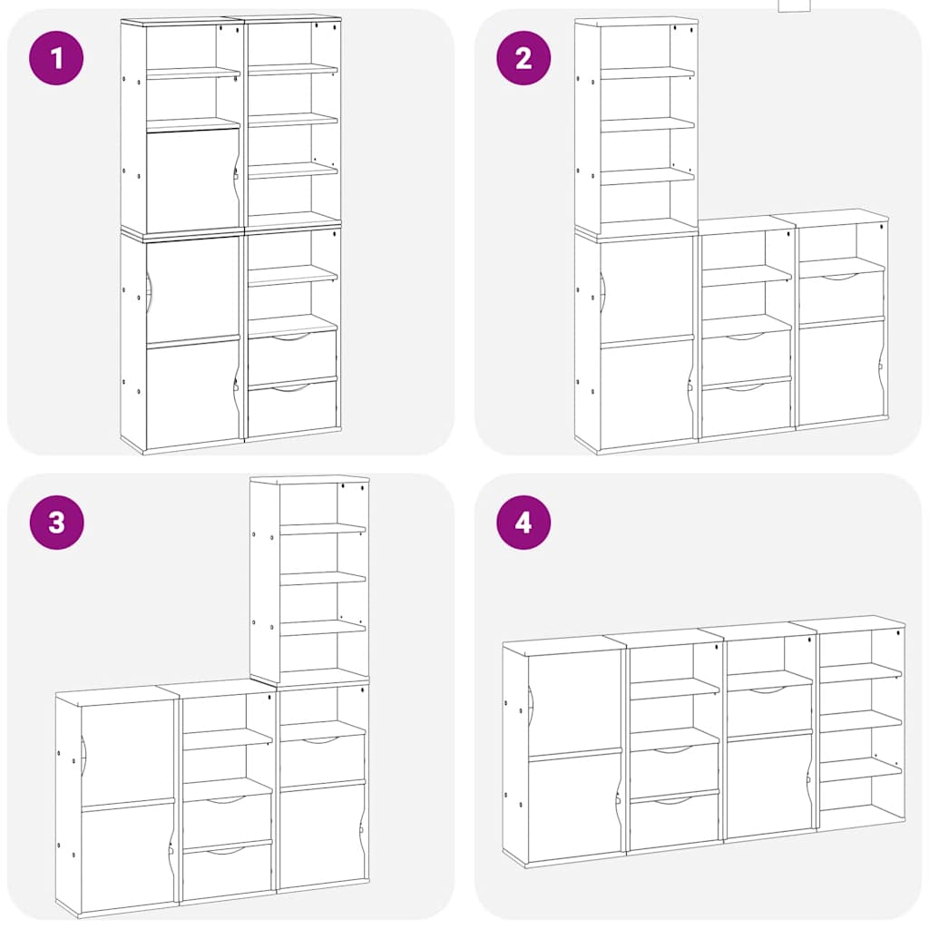 vidaXL Side Cabinets 4 pcs "ODDA" White 40x24x79 cm Solid Wood Pine