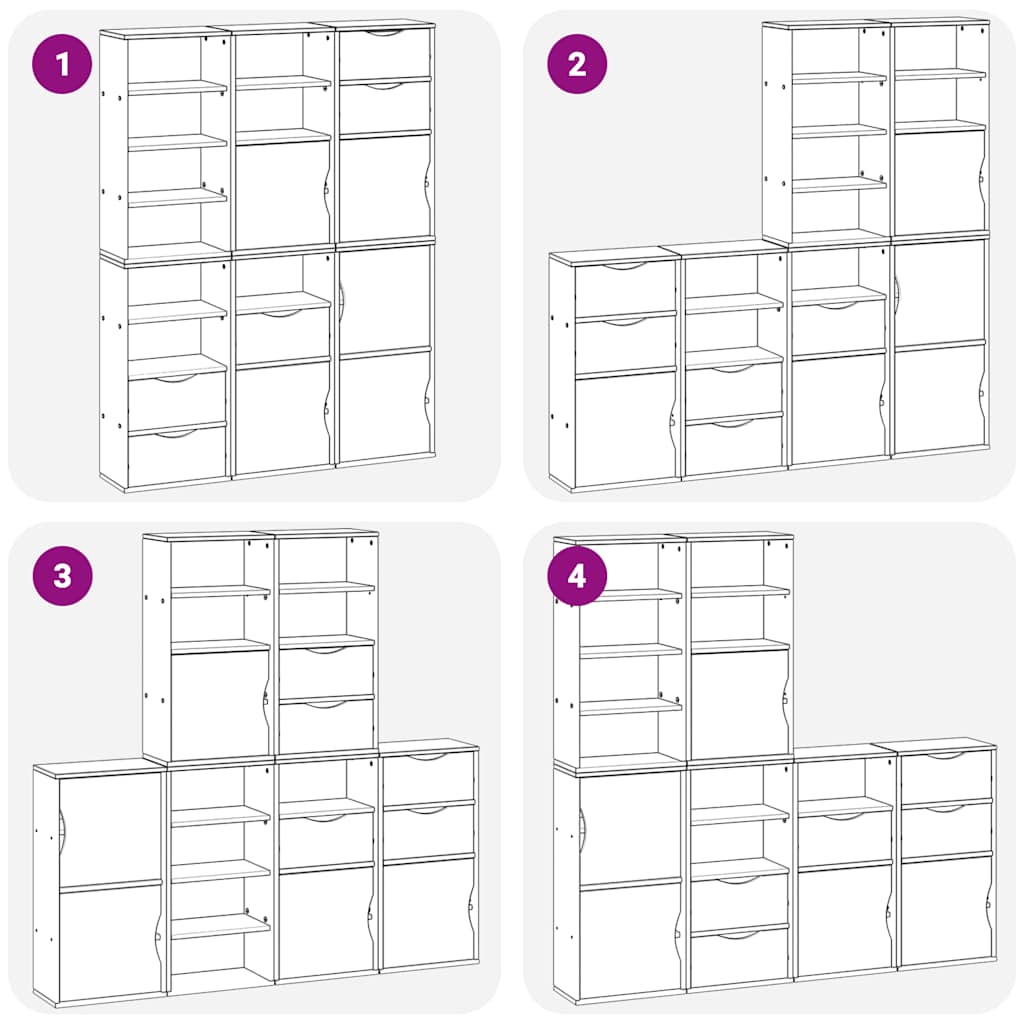 vidaXL Side Cabinets 6 pcs "ODDA" White 40x24x79 cm Solid Wood Pine