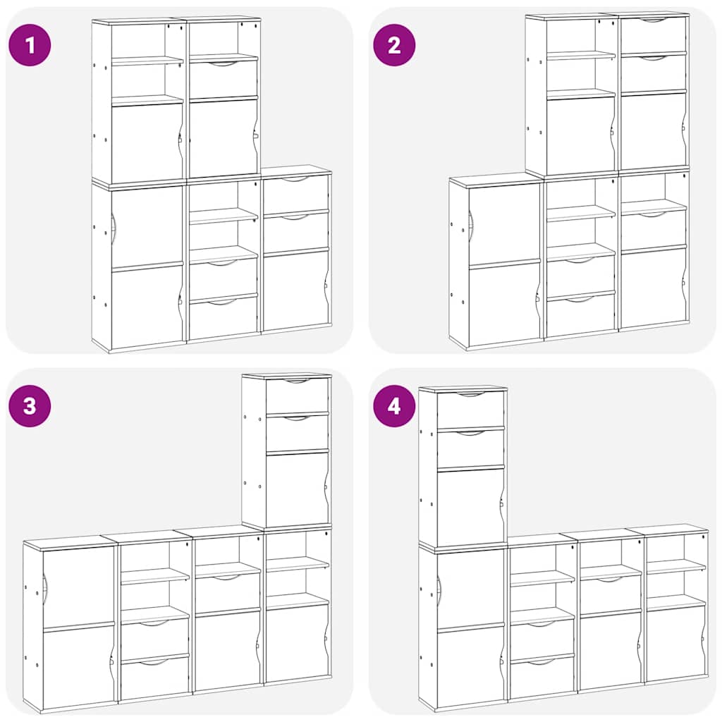 vidaXL Side Cabinets 5 pcs "ODDA" 40x24x79 cm Solid Wood Pine