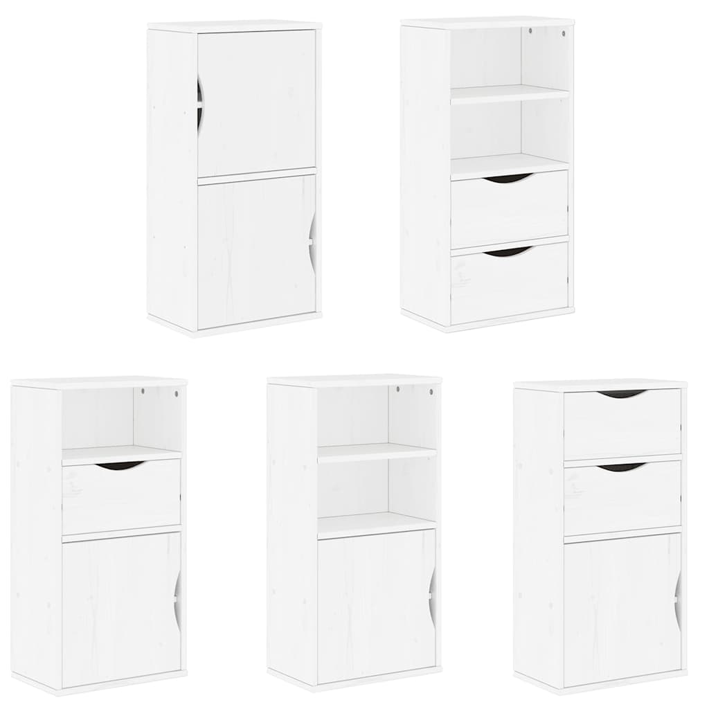 vidaXL Side Cabinets 5 pcs "ODDA" White 40x24x79 cm Solid Wood Pine
