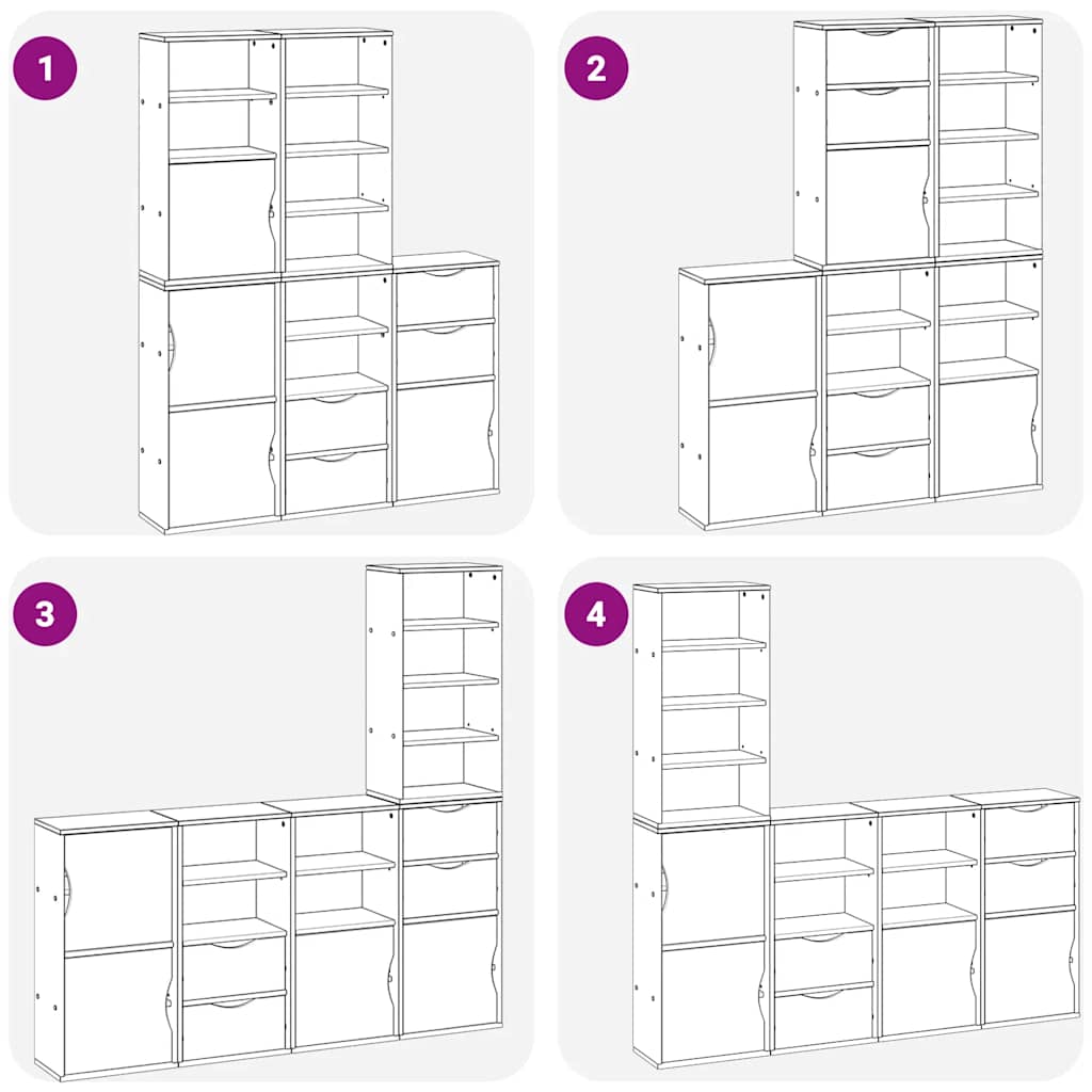 vidaXL Side Cabinets 5 pcs "ODDA" 40x24x79 cm Solid Wood Pine