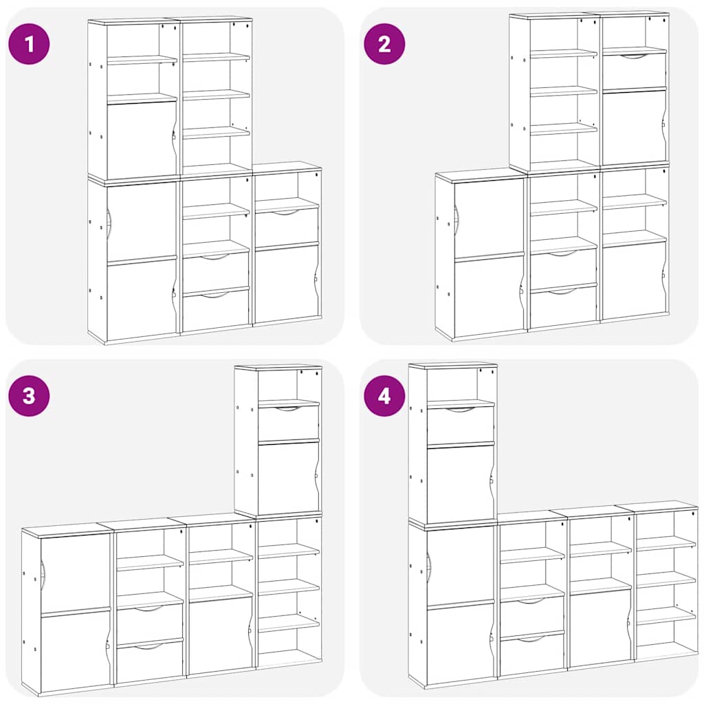vidaXL Side Cabinets 5 pcs "ODDA" 40x24x79 cm Solid Wood Pine