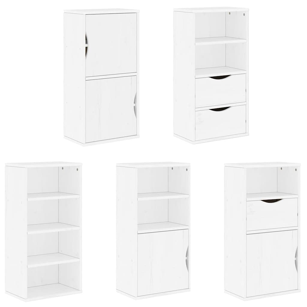 vidaXL Side Cabinets 5 pcs "ODDA" White 40x24x79 cm Solid Wood Pine