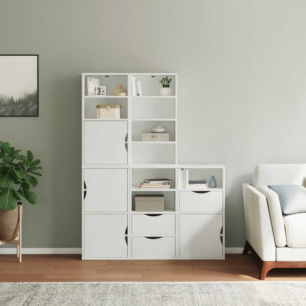 vidaXL Side Cabinets 5 pcs "ODDA" White 40x24x79 cm Solid Wood Pine