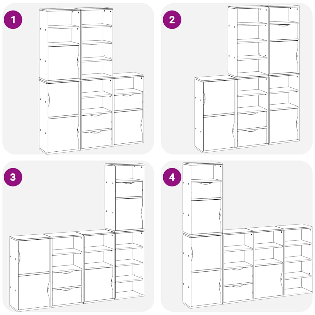 vidaXL Side Cabinets 5 pcs "ODDA" White 40x24x79 cm Solid Wood Pine