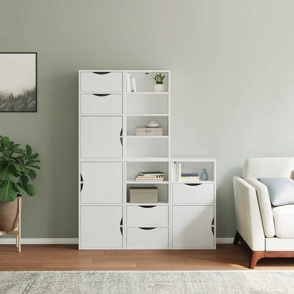 vidaXL Side Cabinets 5 pcs ODDA White 40x24x79 cm Solid Wood Pine