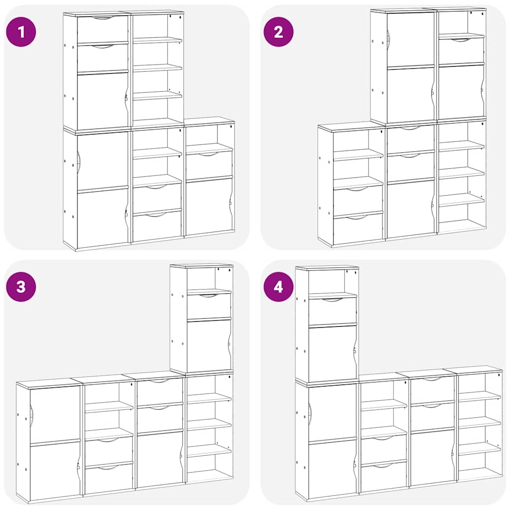 vidaXL Side Cabinets 5 pcs ODDA White 40x24x79 cm Solid Wood Pine
