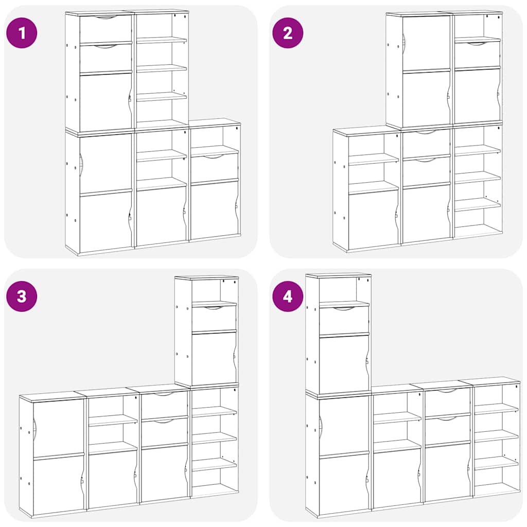 vidaXL Side Cabinets 5 pcs ODDA 40x24x79 cm Solid Wood Pine