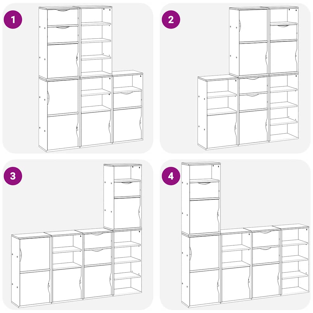 vidaXL Side Cabinets 5 pcs ODDA White 40x24x79 cm Solid Wood Pine