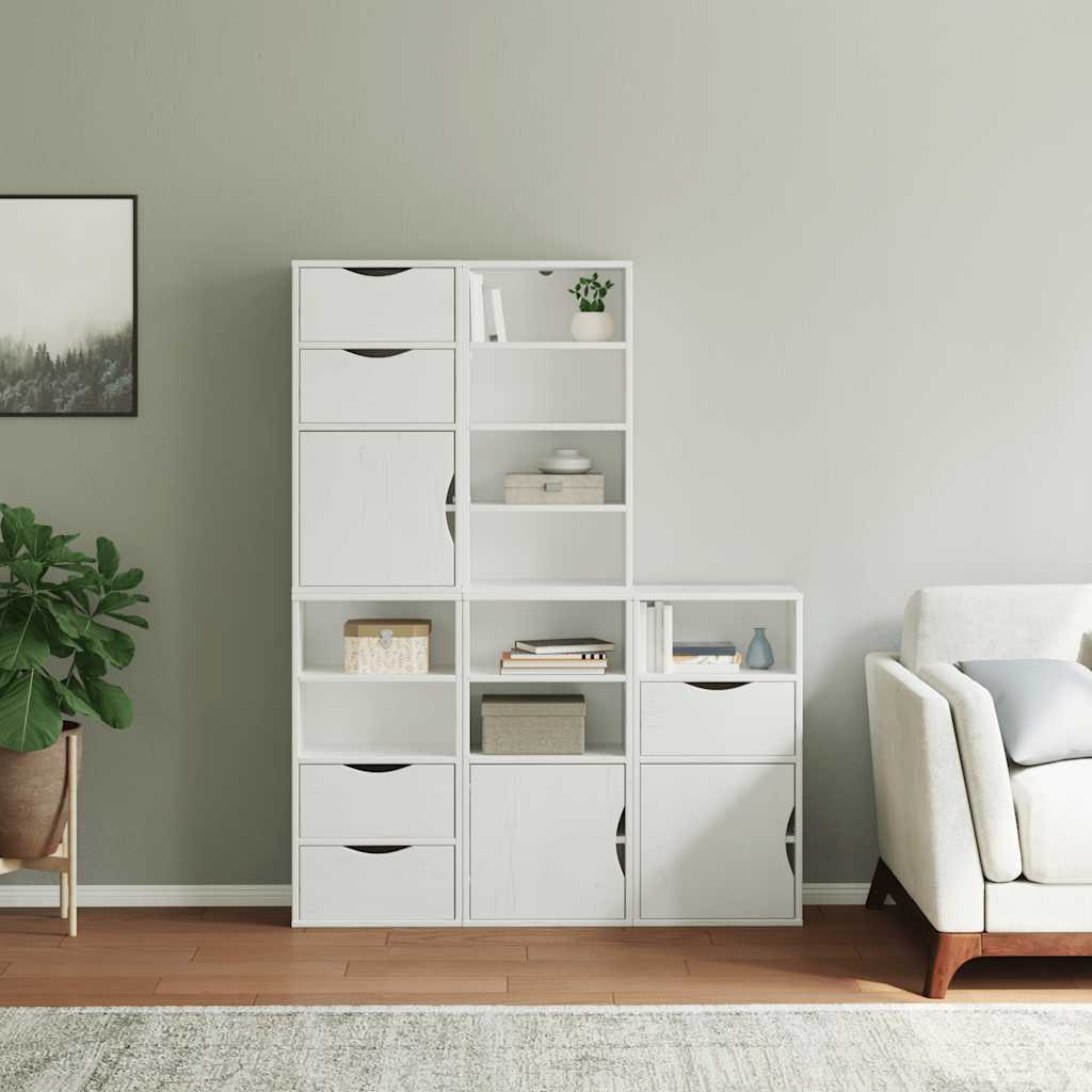 vidaXL Side Cabinets 5 pcs ODDA White 40x24x79 cm Solid Wood Pine
