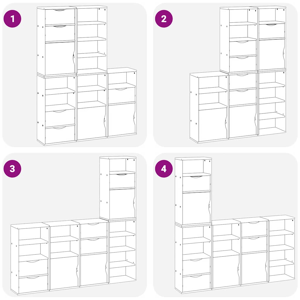 vidaXL Side Cabinets 5 pcs ODDA White 40x24x79 cm Solid Wood Pine