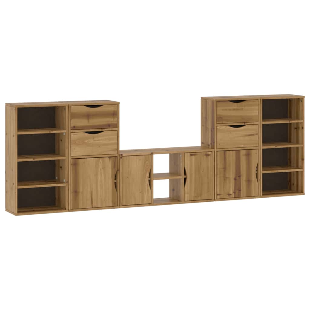 vidaXL 5 Piece TV Units with Storage "ODDA" Solid Wood Pine