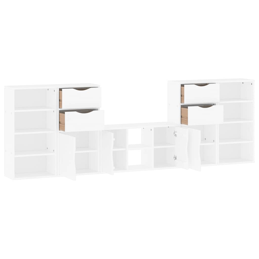 vidaXL 5 Piece TV Units with Storage ODDA White Solid Wood Pine