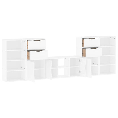vidaXL 5 Piece TV Units with Storage ODDA White Solid Wood Pine