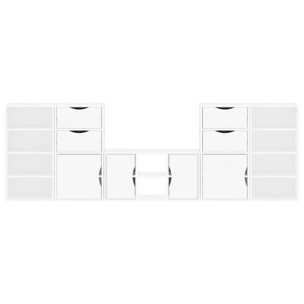 vidaXL 5 Piece TV Units with Storage ODDA White Solid Wood Pine