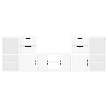 vidaXL 5 Piece TV Units with Storage ODDA White Solid Wood Pine