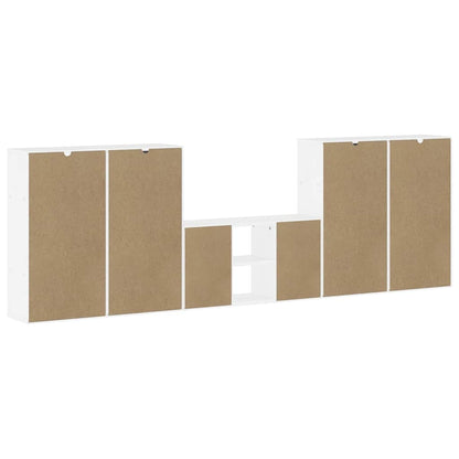 vidaXL 5 Piece TV Units with Storage ODDA White Solid Wood Pine