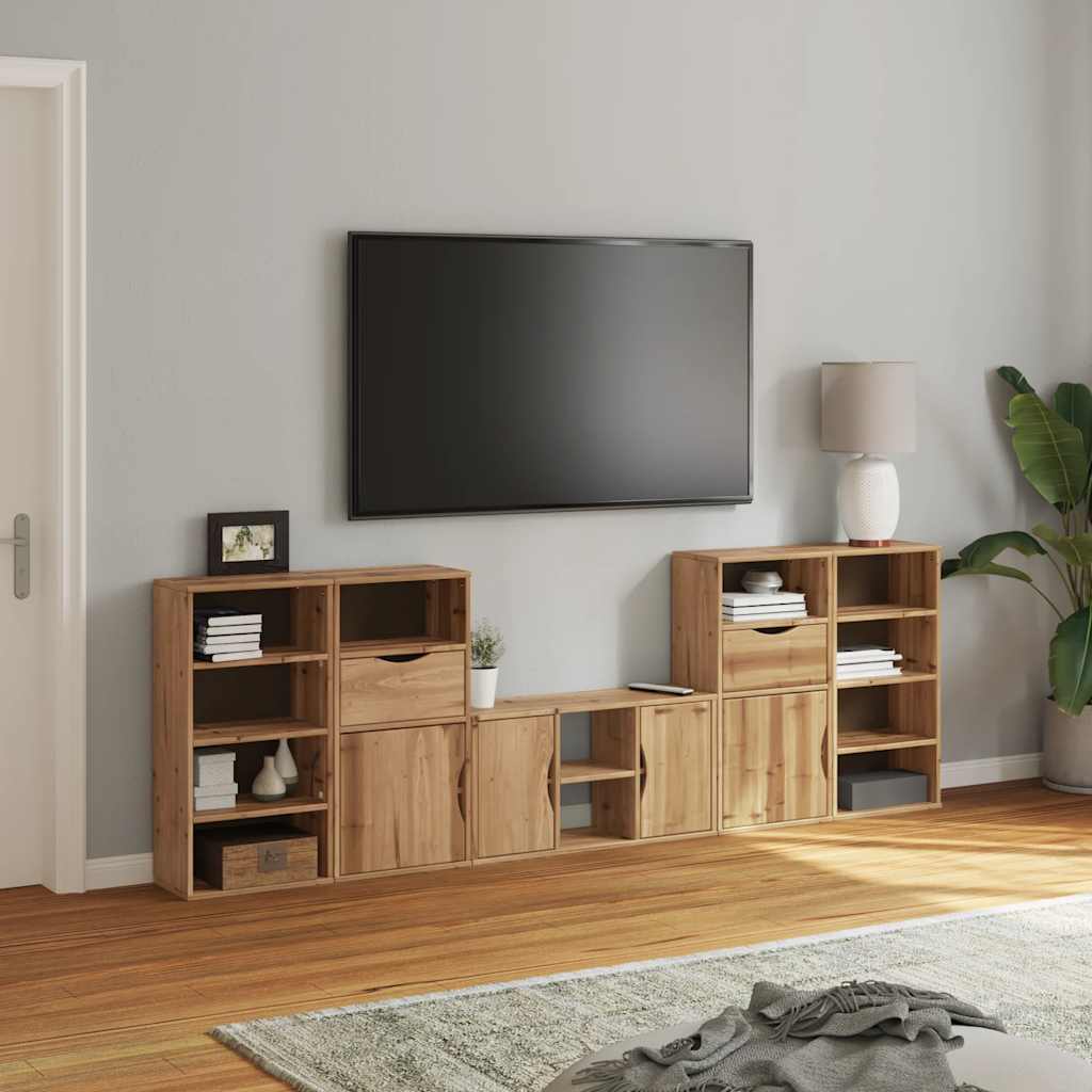 vidaXL 5 Piece TV Units with Storage "ODDA" Solid Wood Pine