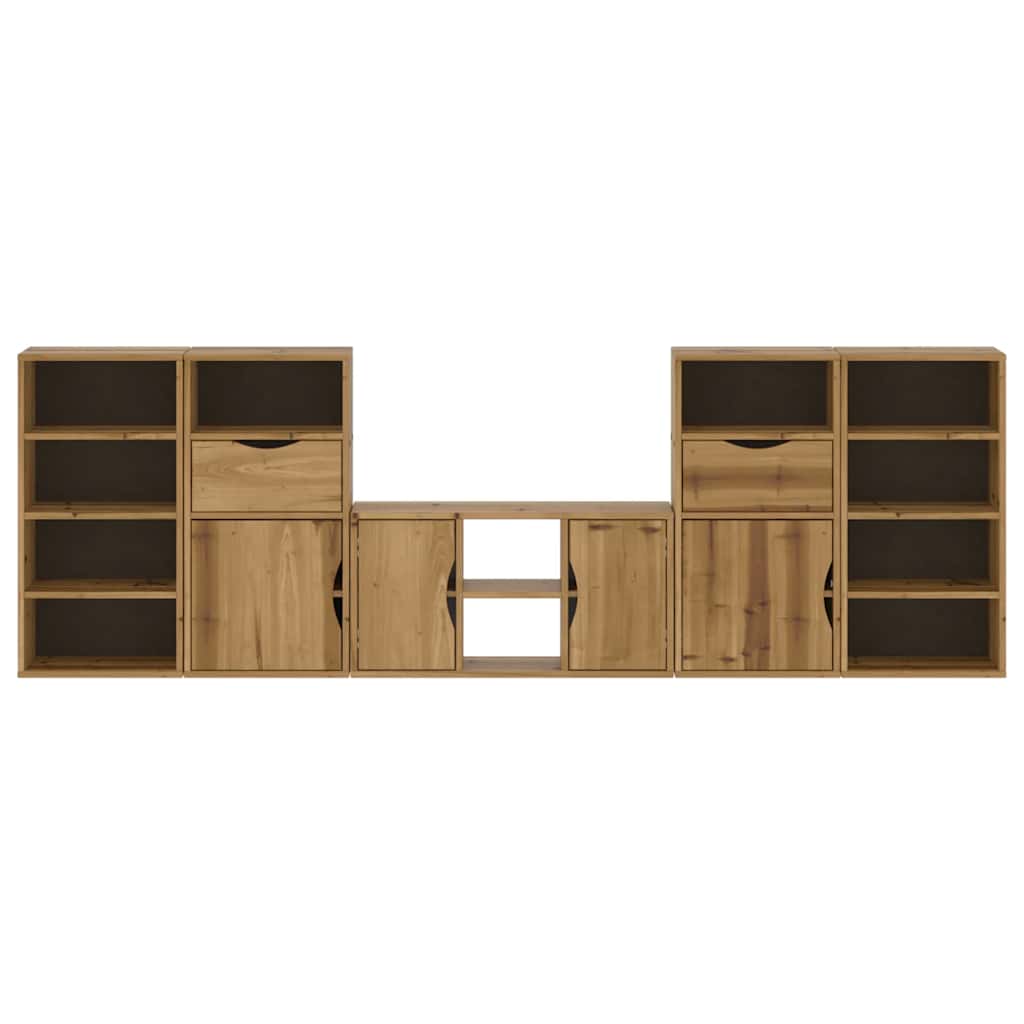 vidaXL 5 Piece TV Units with Storage "ODDA" Solid Wood Pine
