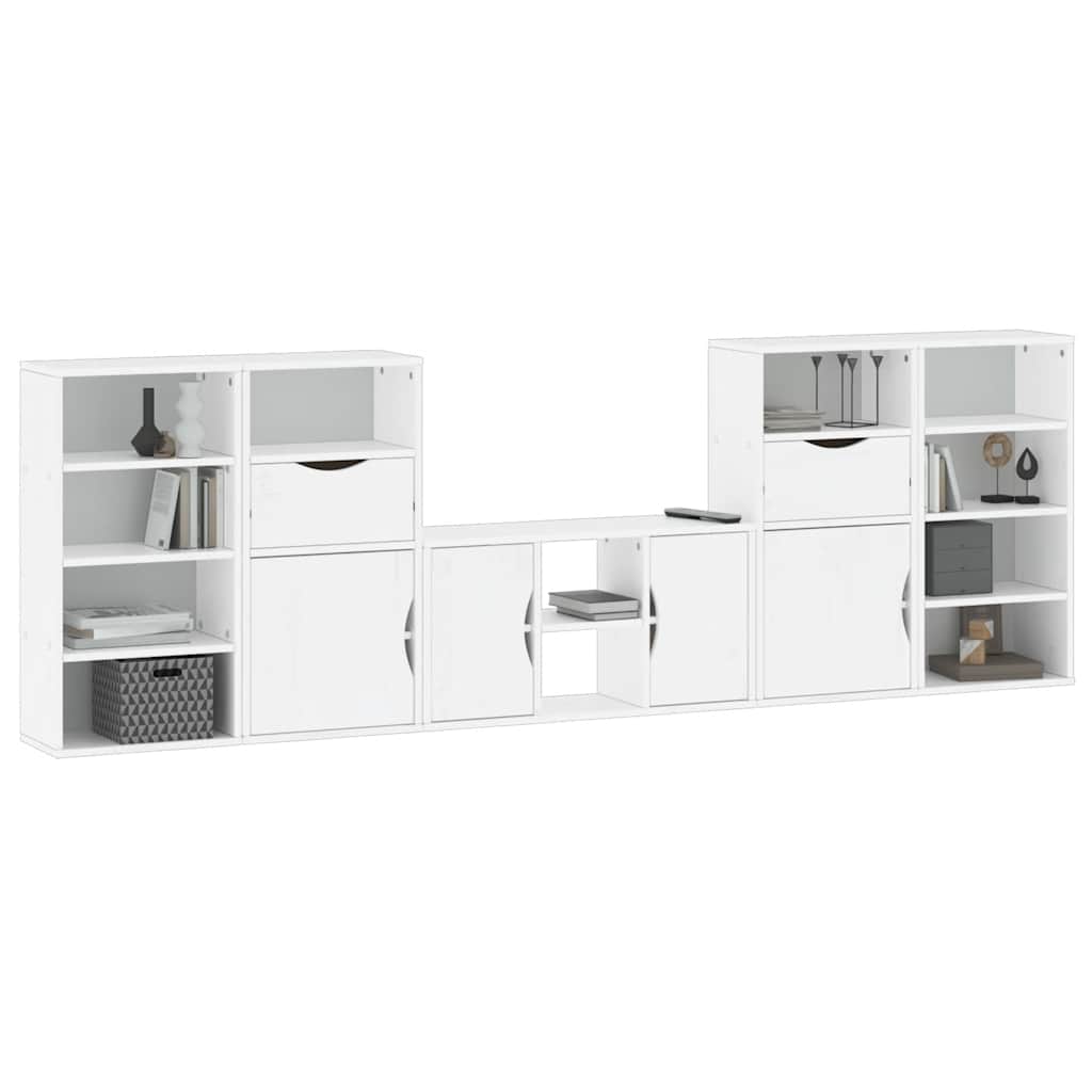 vidaXL 5 Piece TV Units with Storage ODDA White Solid Wood Pine