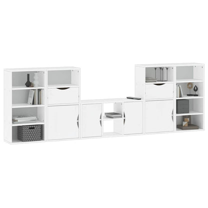 vidaXL 5 Piece TV Units with Storage ODDA White Solid Wood Pine