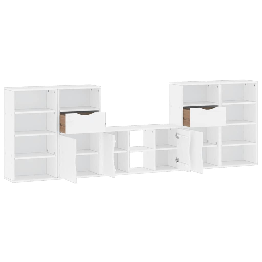 vidaXL 5 Piece TV Units with Storage ODDA White Solid Wood Pine
