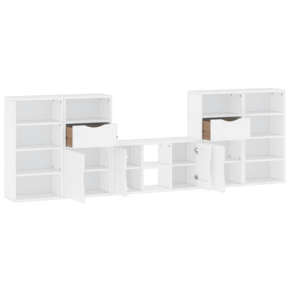 vidaXL 5 Piece TV Units with Storage ODDA White Solid Wood Pine