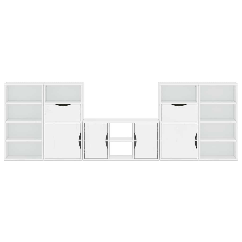 vidaXL 5 Piece TV Units with Storage ODDA White Solid Wood Pine