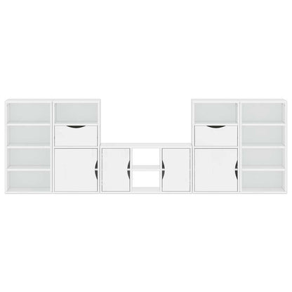 vidaXL 5 Piece TV Units with Storage ODDA White Solid Wood Pine